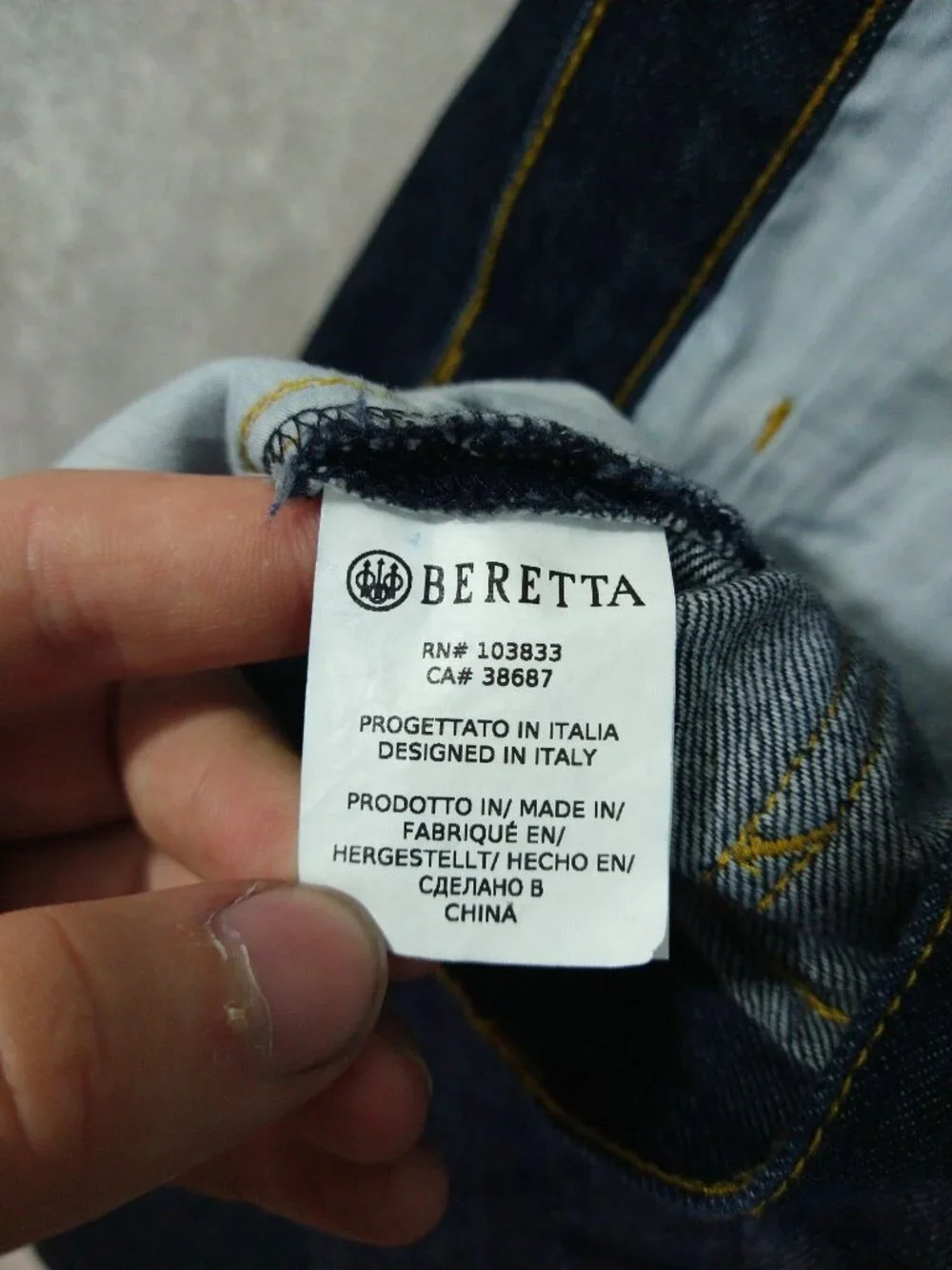 Beretta Jeans Mens 40x29 Blue Denim High Rise Straight Leg Vintage Dark Wash